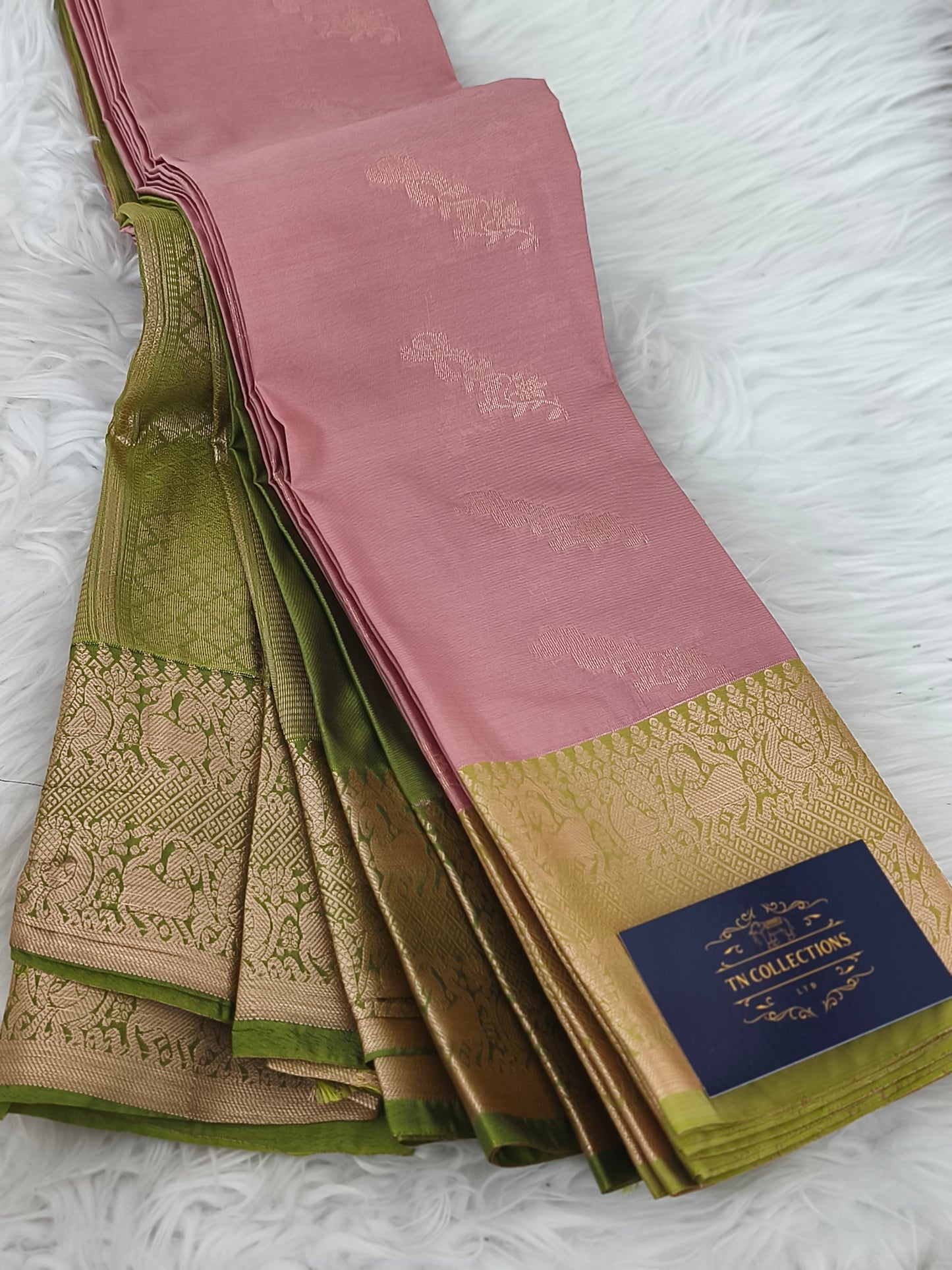 Dusty Pink Kanjivaram Semi Silk Saree