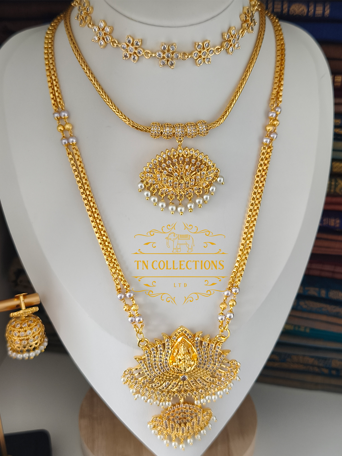 Micro Gold-Plated Trendy Semi Bridal Set (Full White Stones)