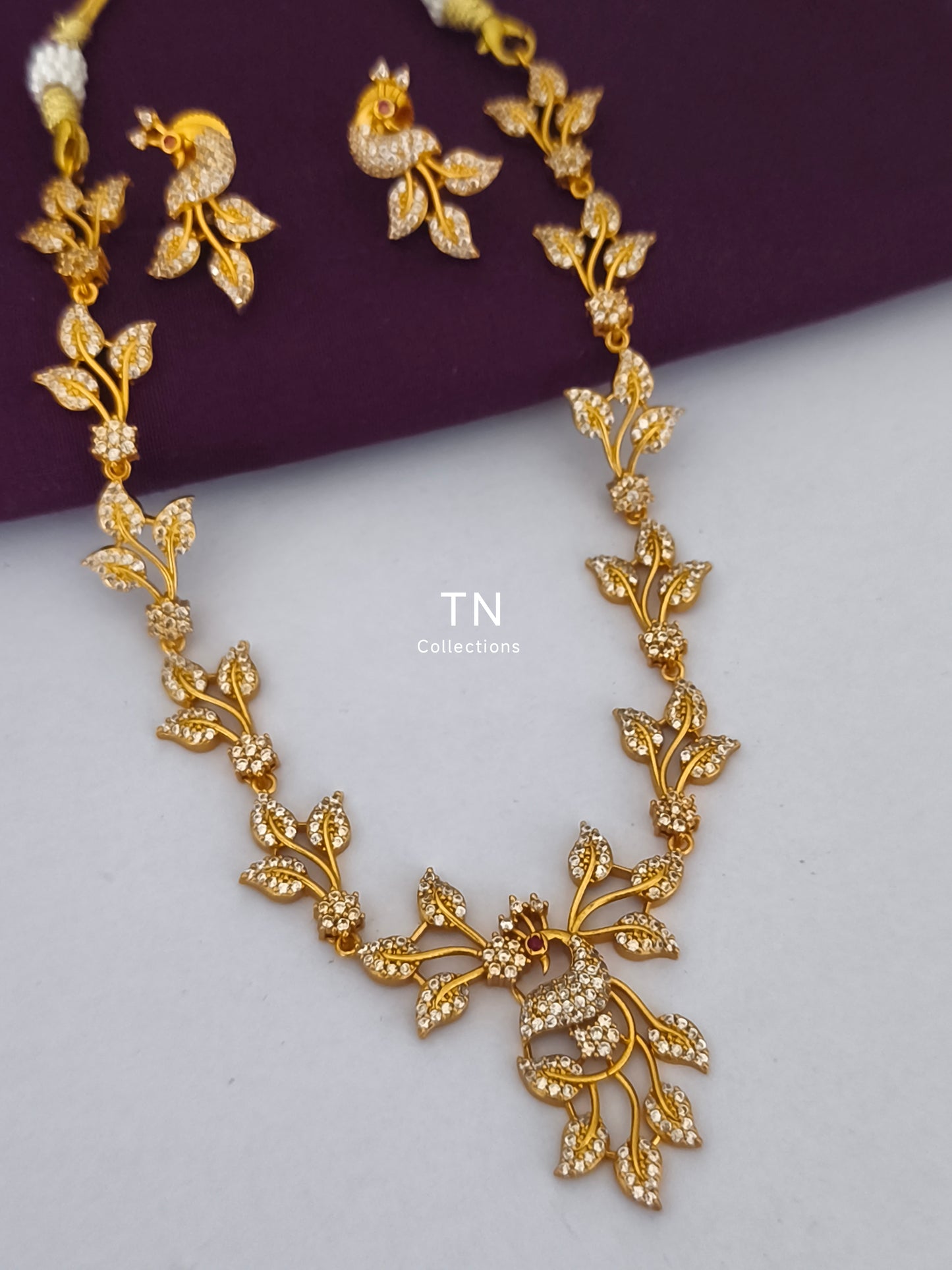 Simple Gold finish Peacock Design Necklace