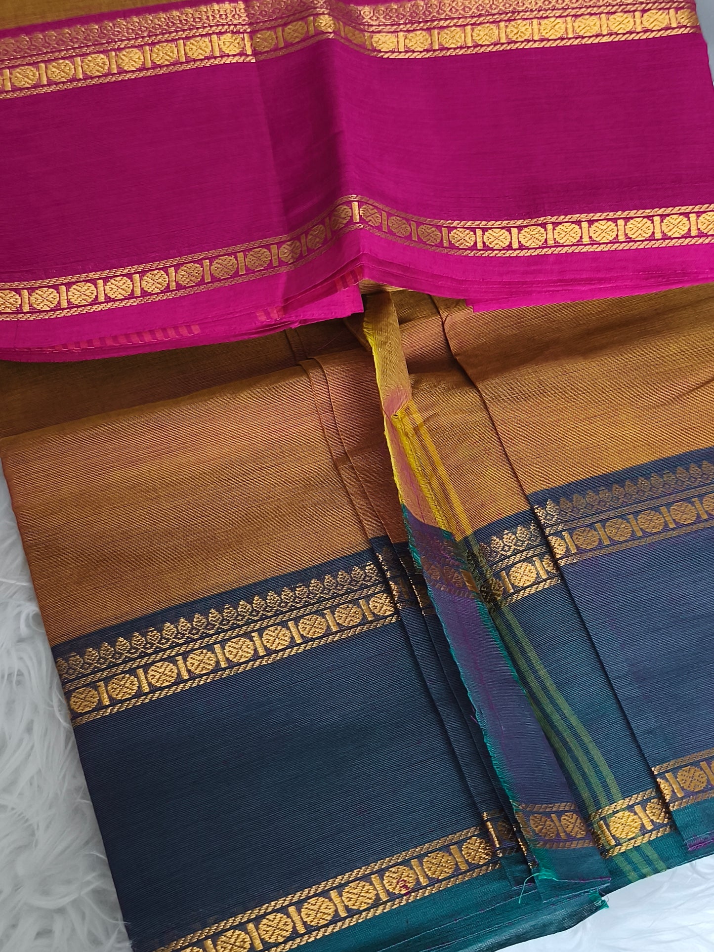 Chettinad Cotton Saree with matching kalamkarai blouse material