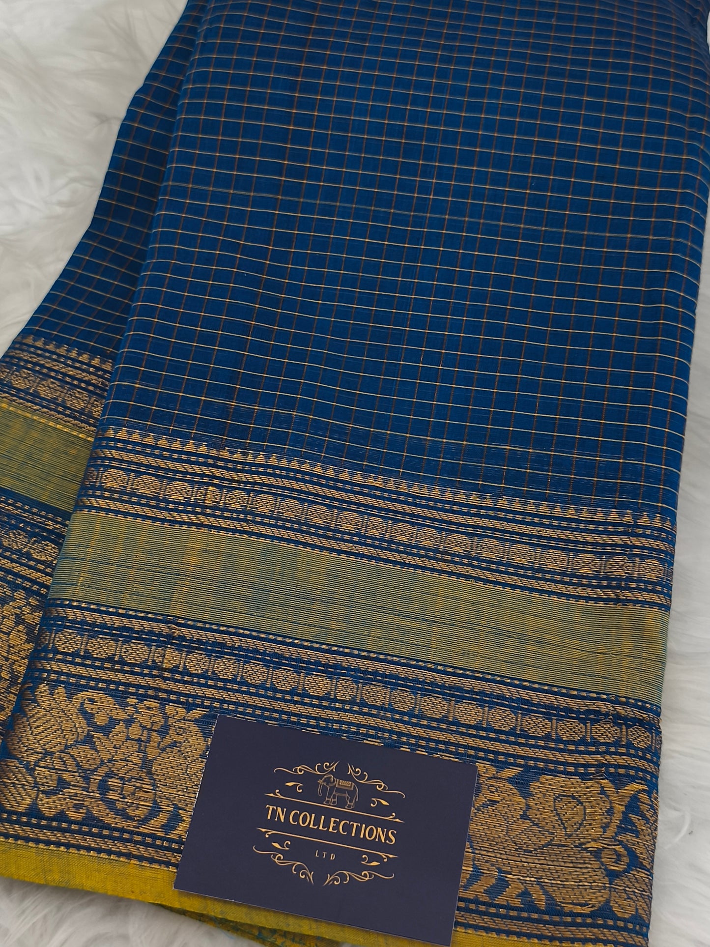 Pure handloom checked design kanchi cotton saree