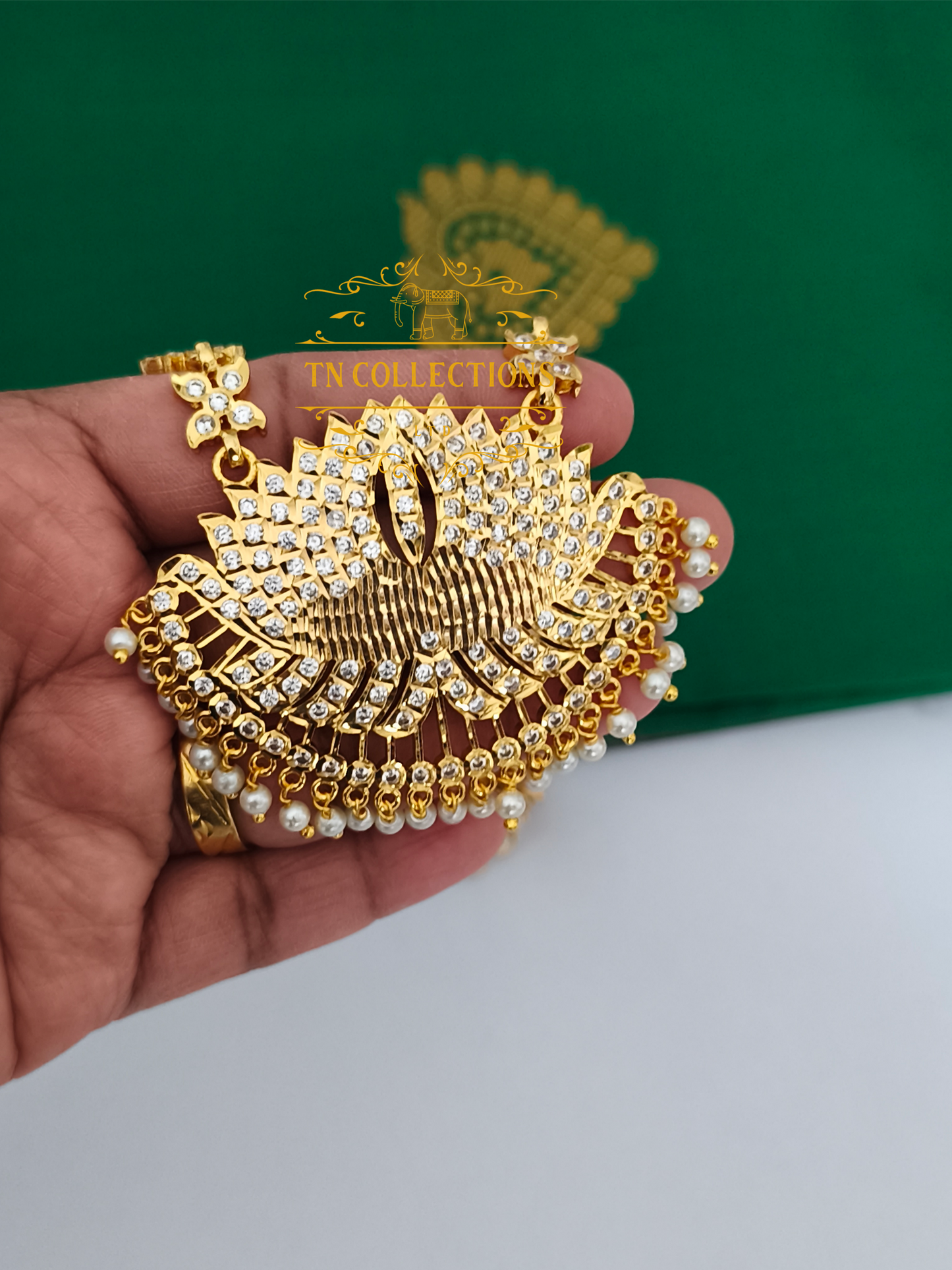 Micro Gold-Plated Traditional Semi Bridal Set (Full white stones)