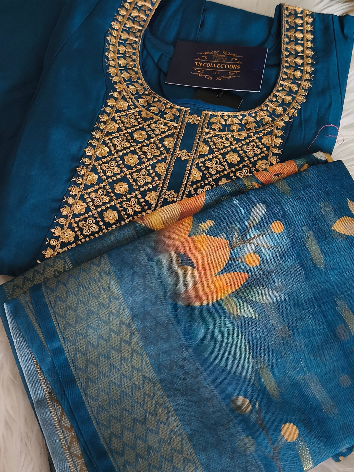 Readymade 3pcs Anarkali Type Shalwar (Navy Blue)