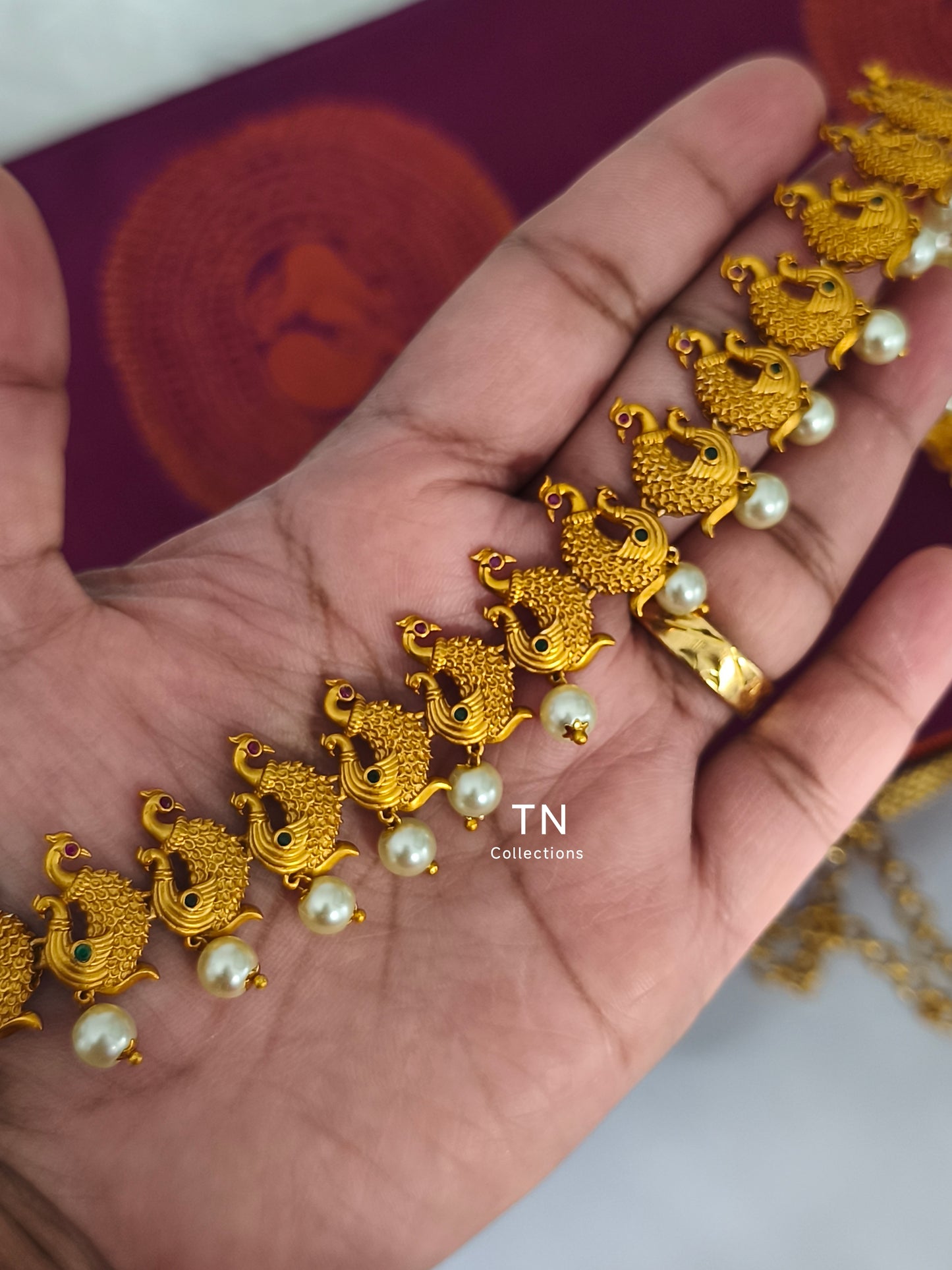 Matte Finish Peacock Design Hip Chain