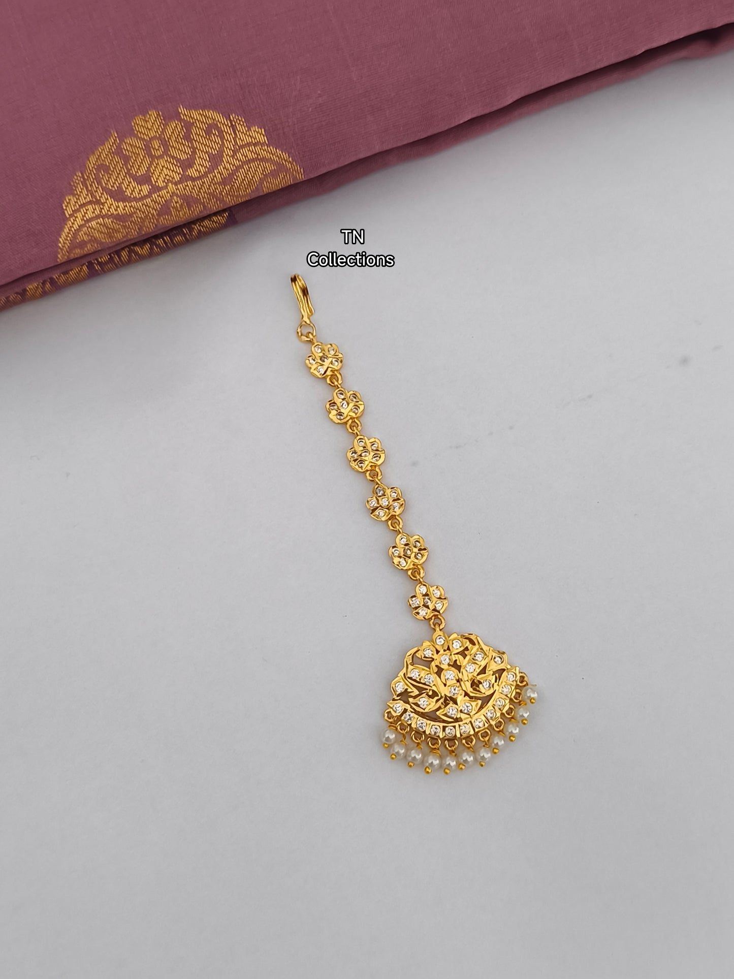 Micro gold plated Tikka (Full White stones)