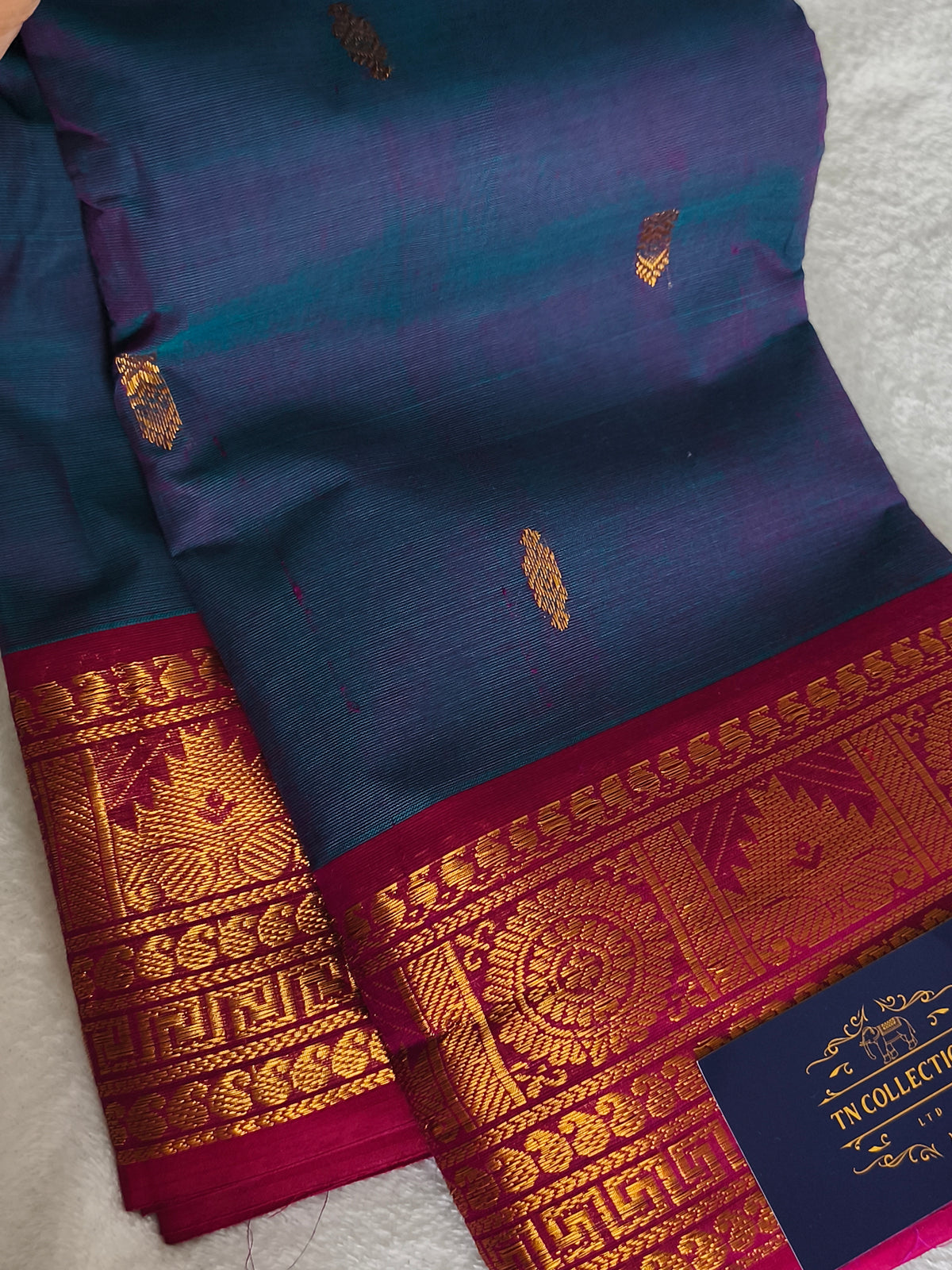 Grand Pure Kanchi Cotton Saree with Rich Pallu (Dual shaded)