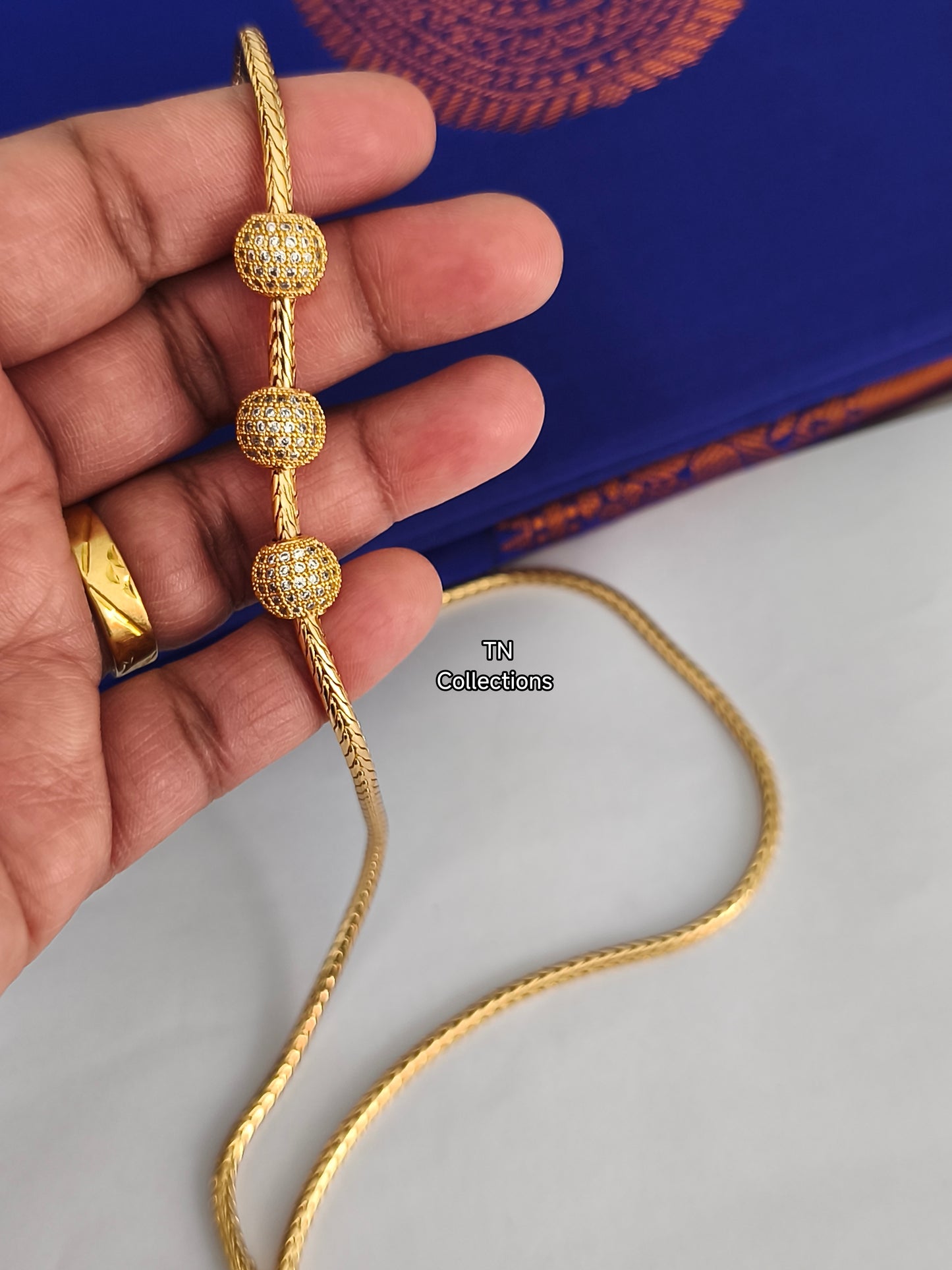 Micro gold plated Mugappu Kodi (Full white stones)