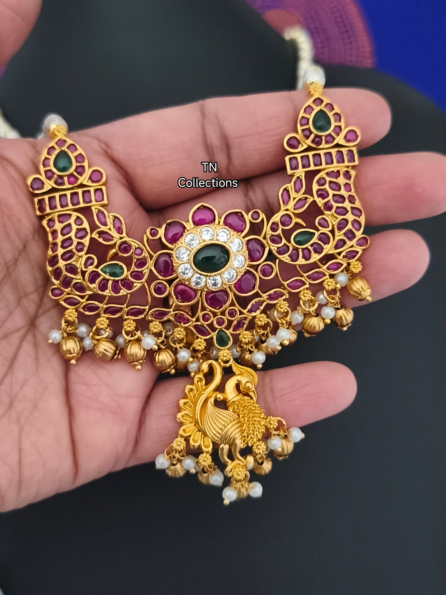 Matte Finish Real kemp Beaded Necklace