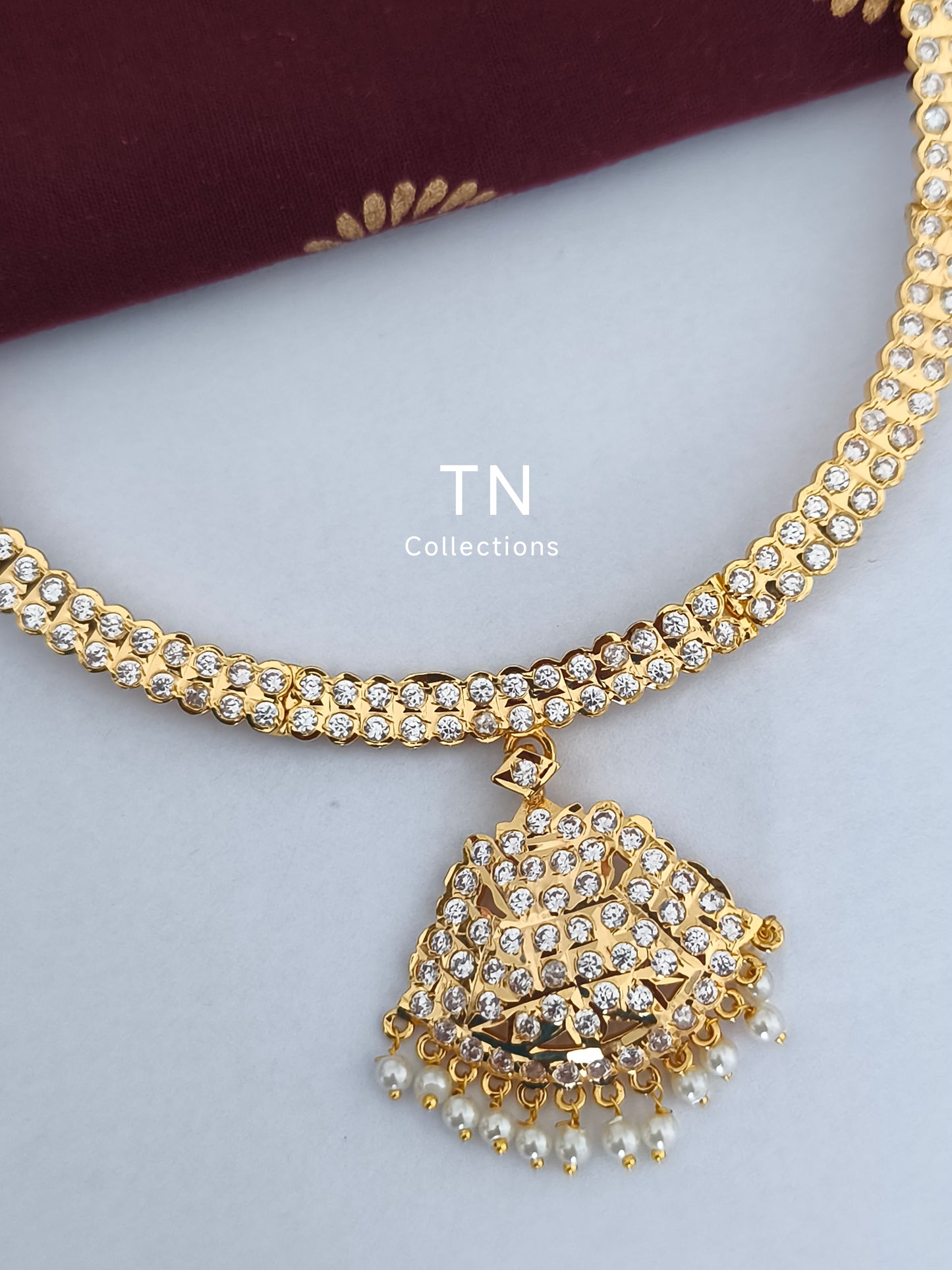 Cz Stone Impon Necklace with earrings