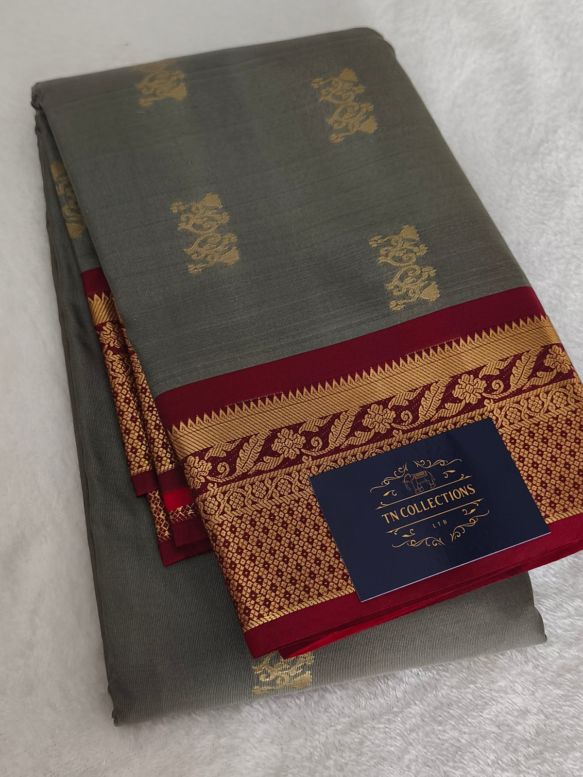 kanchi Semi Silk Saree with contrast blouse