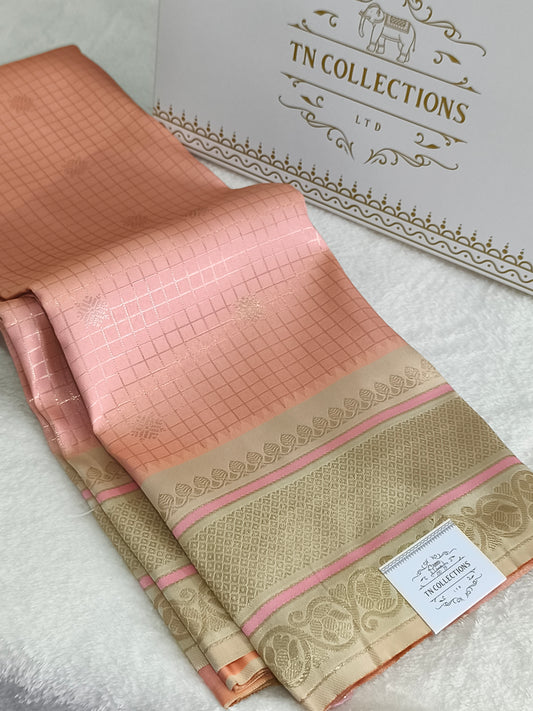 Checked Design Kanchi Semi Soft Silk Saree