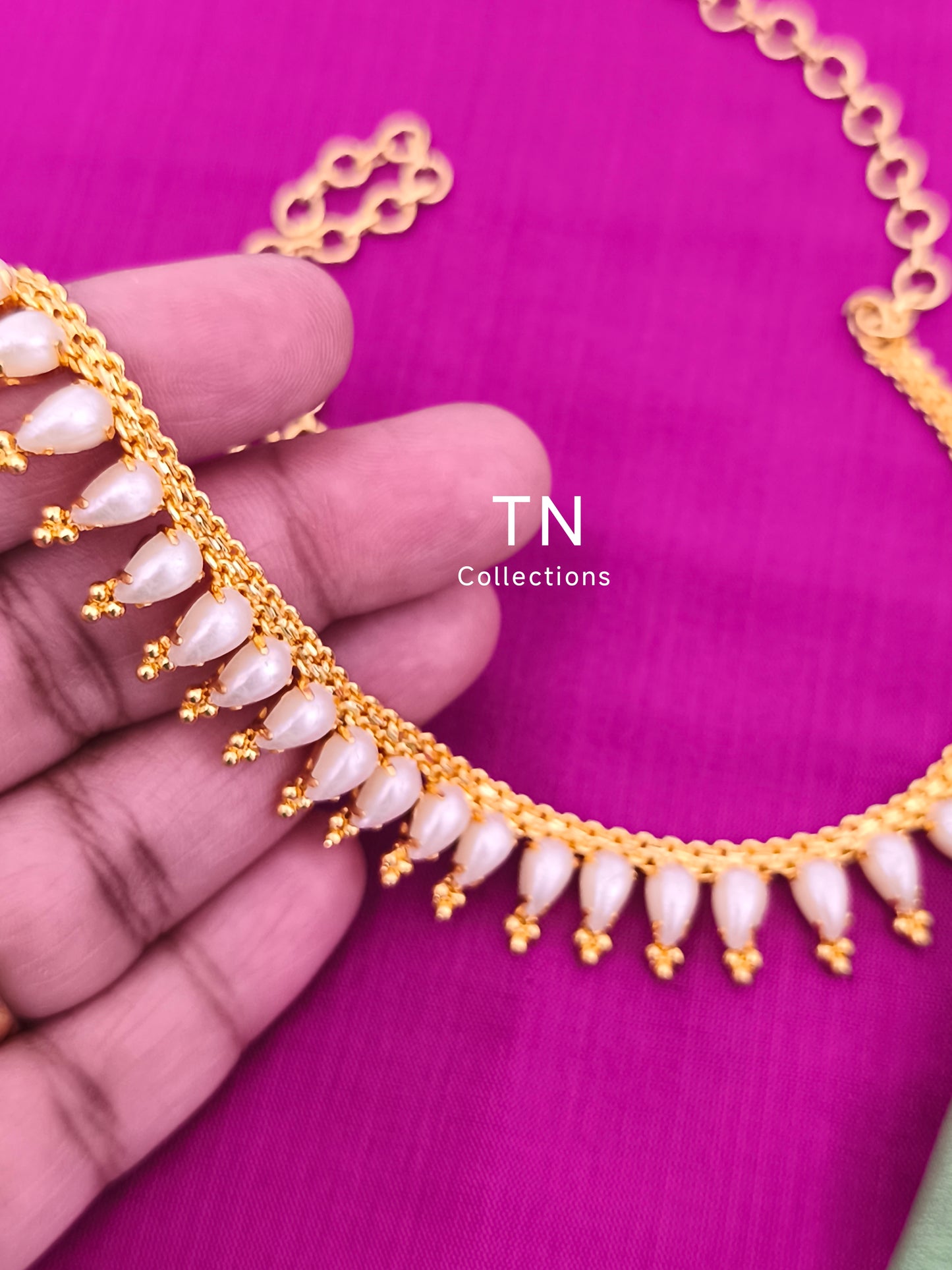Gold plated Pearl Necklace with earrings