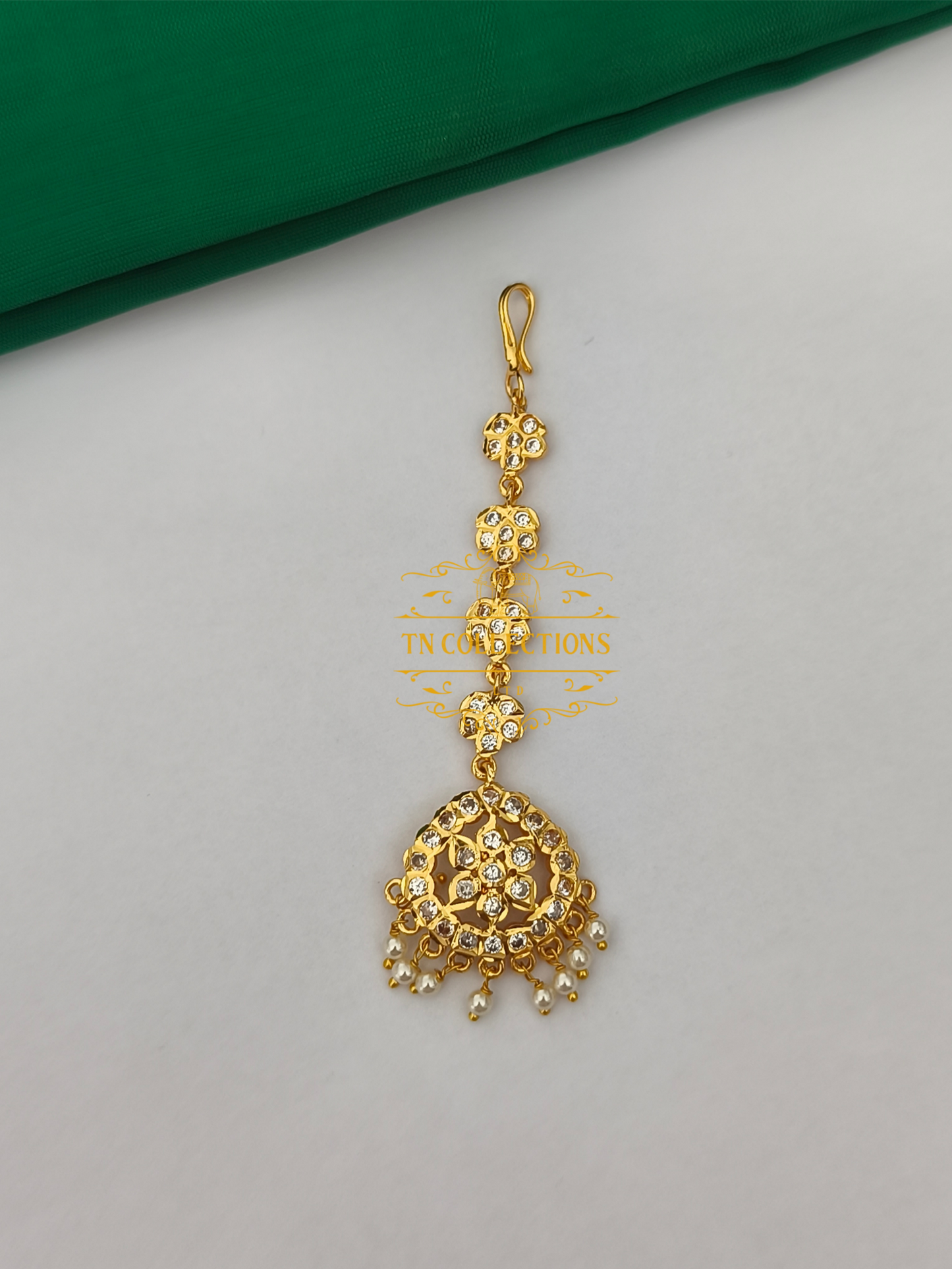 Micro Gold Finish Tikka (Full White stones)