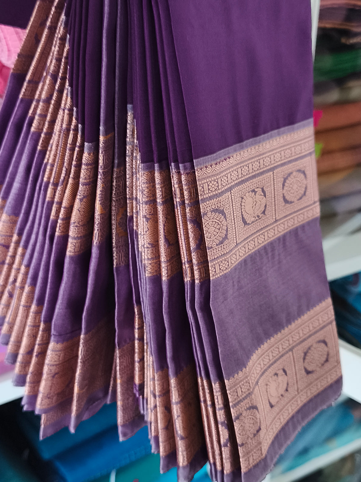 Premium kanchi Semi Silk Saree with contrast blouse