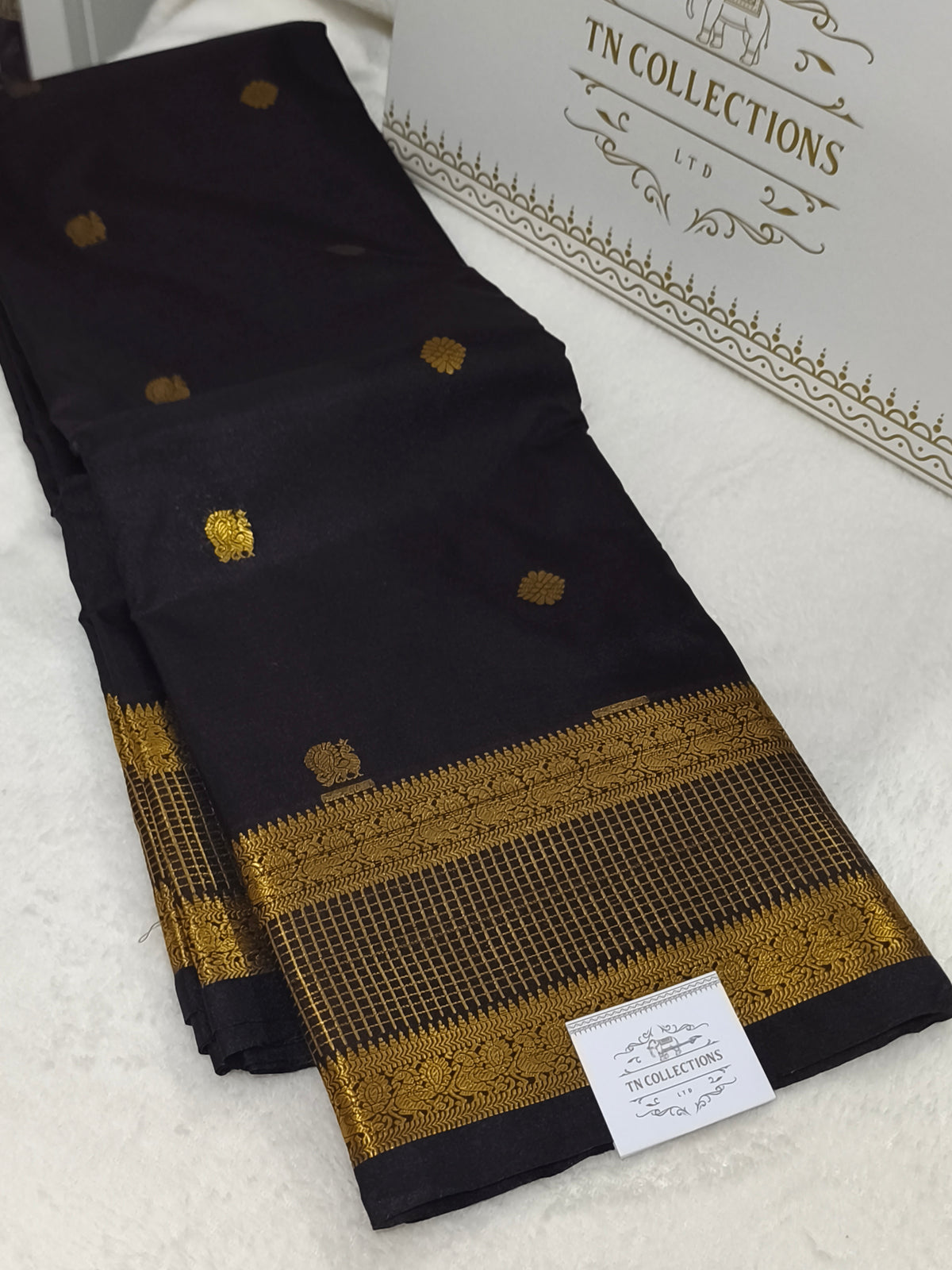 Coffee Brown Premium Semi Kanchipuram Silk Saree