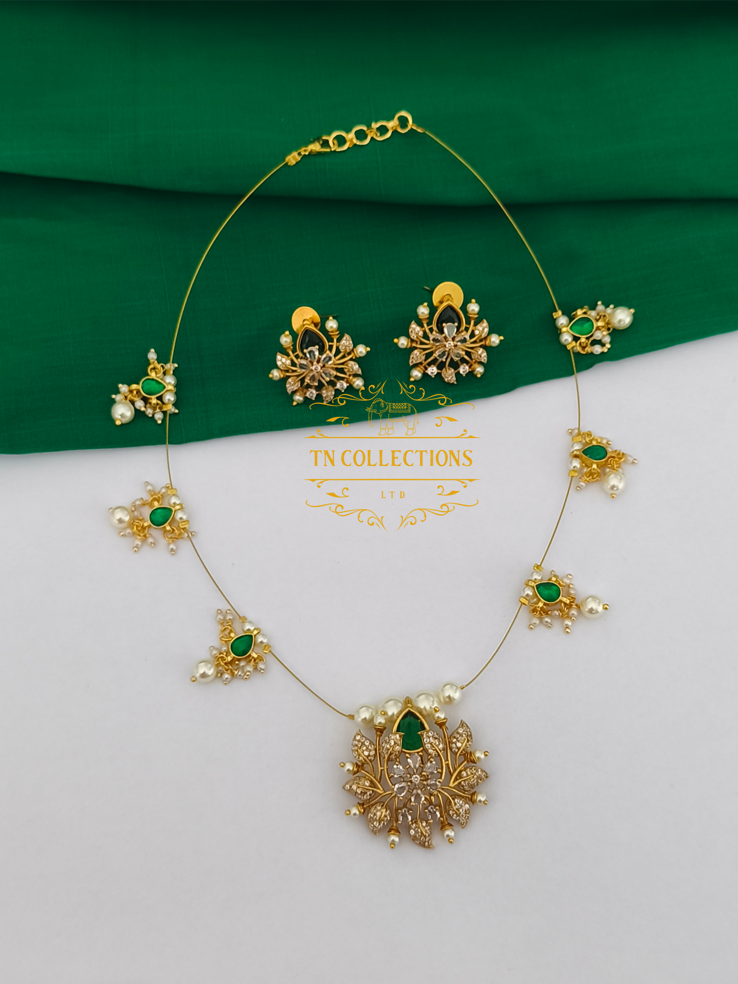 Premium  Ad Stone Invisible Necklace Set