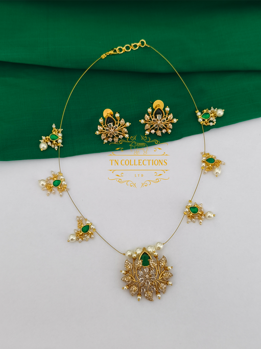 Premium  Ad Stone Invisible Necklace Set