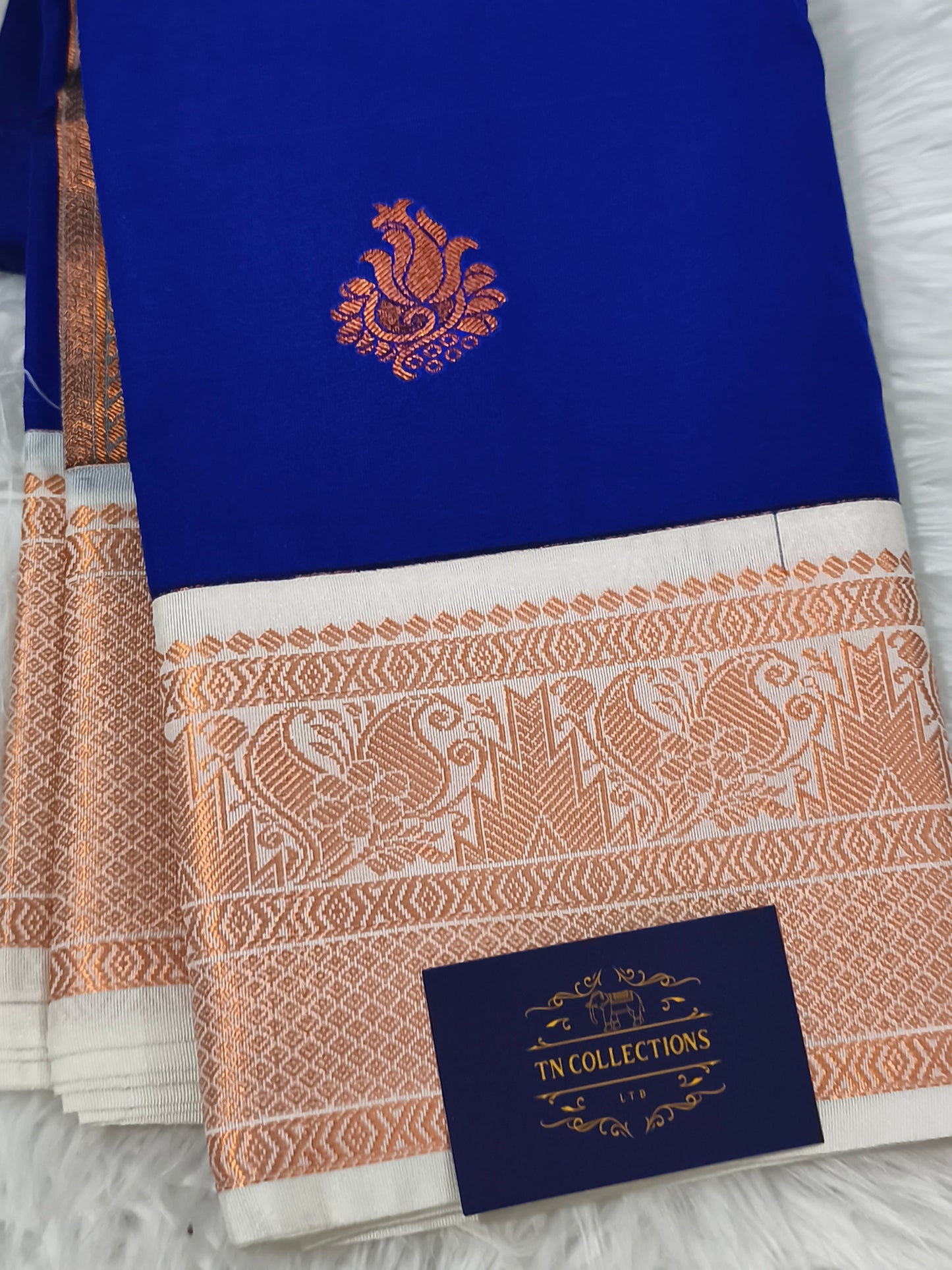 Korvai Premium Soft Silk Saree (Royal Blue)