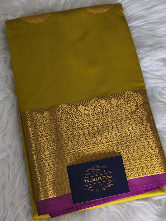 Luxury Semi Soft Silk Saree (Olive Green)