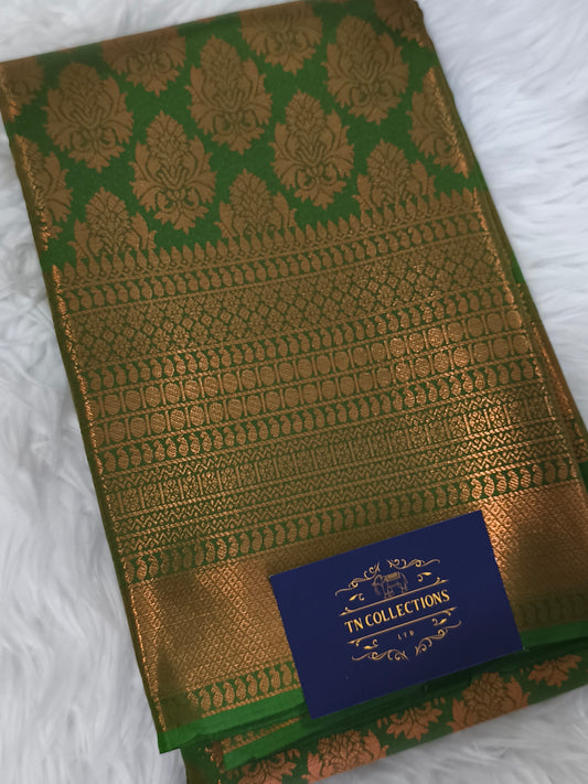 Kanchi Tissue Silk Saree (Olive Green)