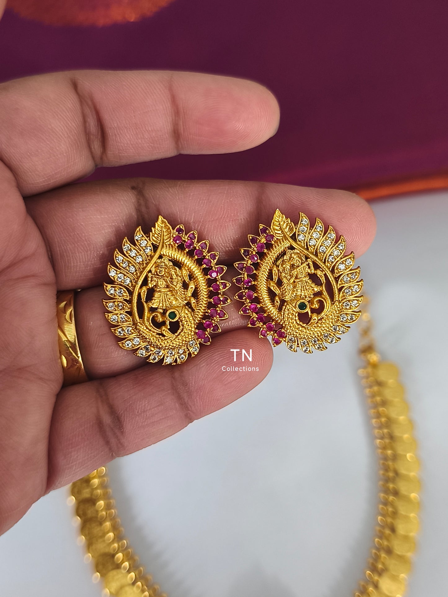 Gold Finish Coin Necklace with Earrings