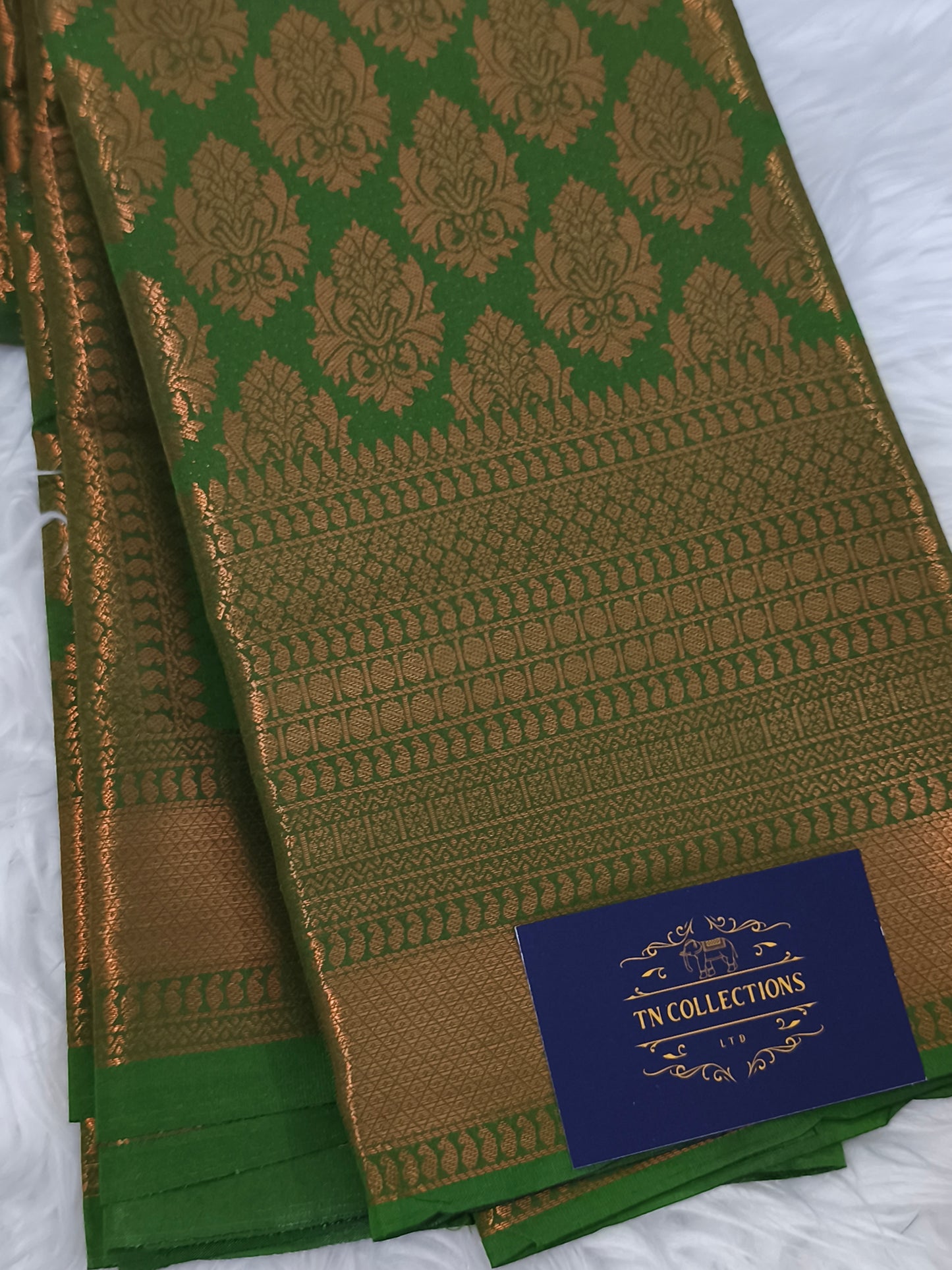 Kanchi Tissue Silk Saree (Olive Green)