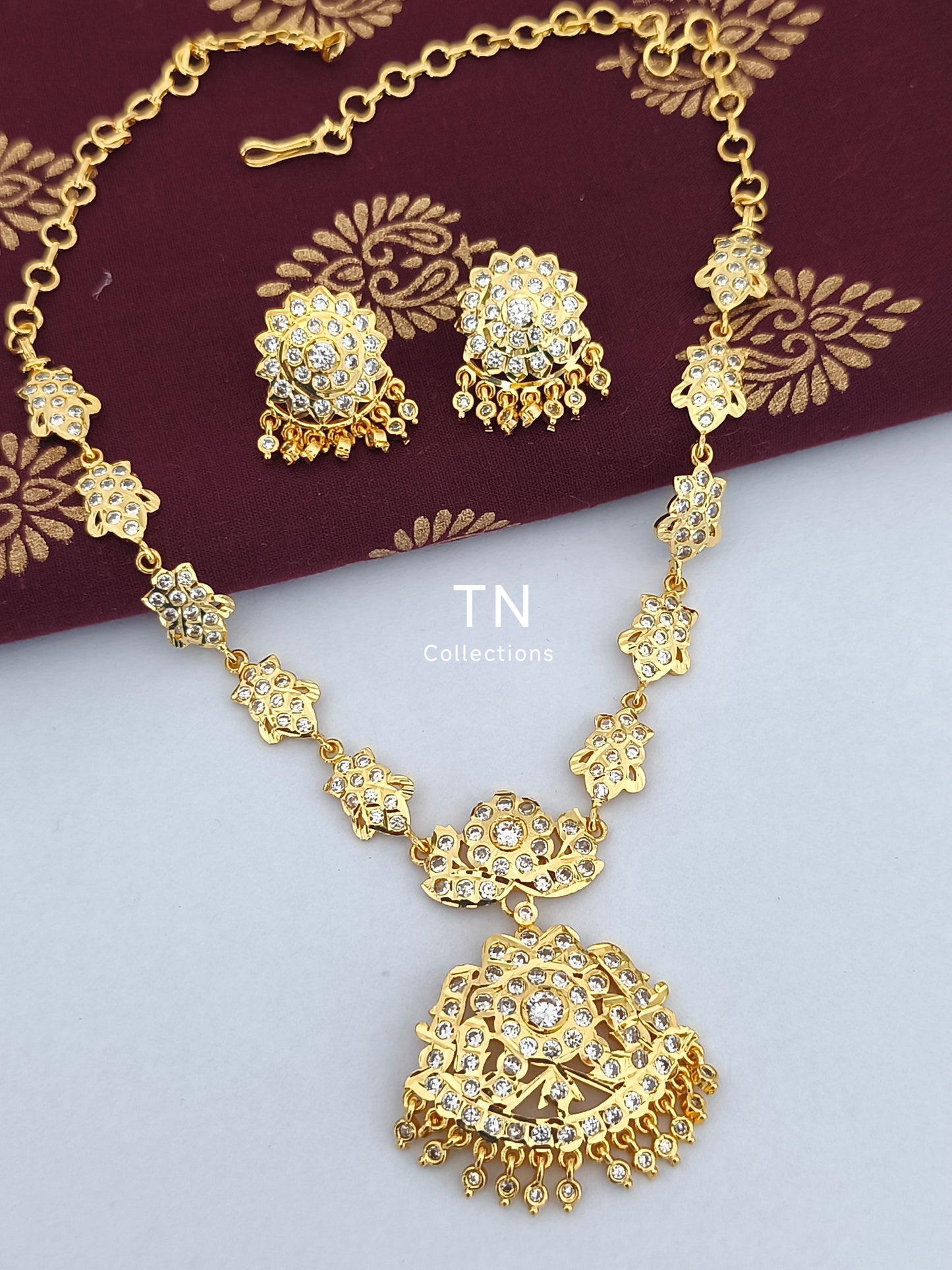 Micro Finish Full white stone Attiyal with earrings