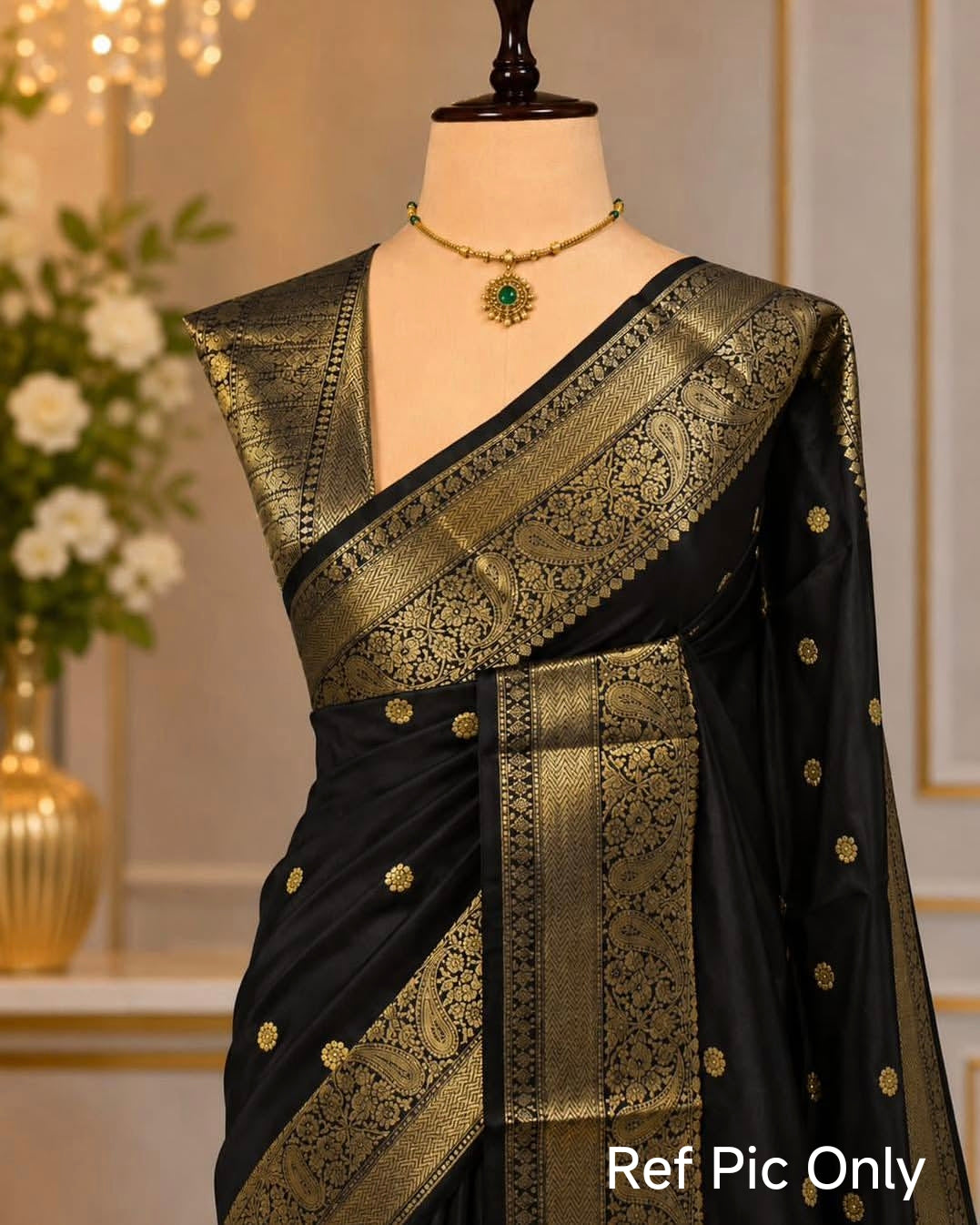 Banarasi semi katan soft silk saree (Black)