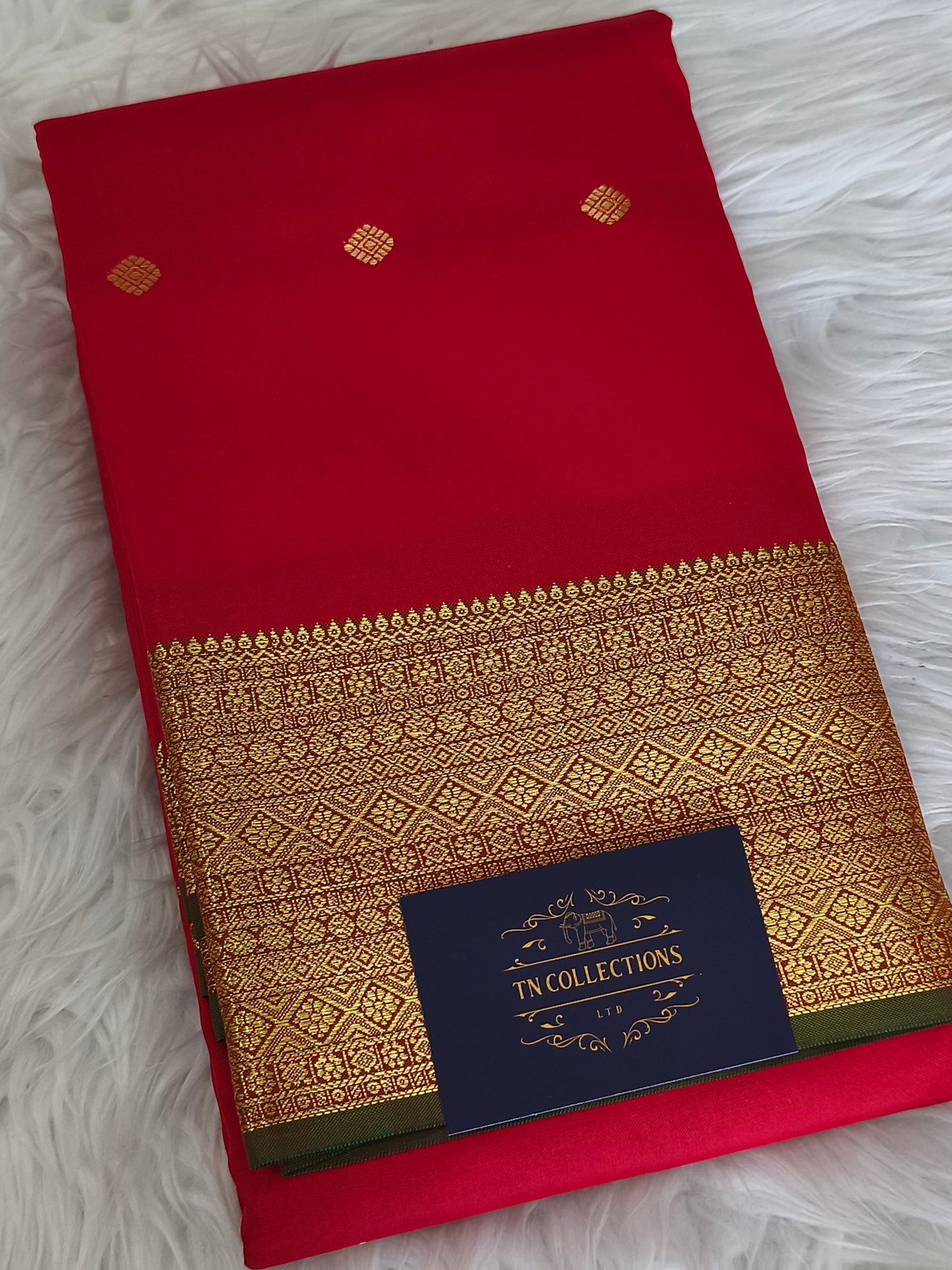 Semi Soft Silk Saree (Bright Red)