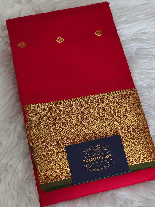 Semi Soft Silk Saree (Bright Red)
