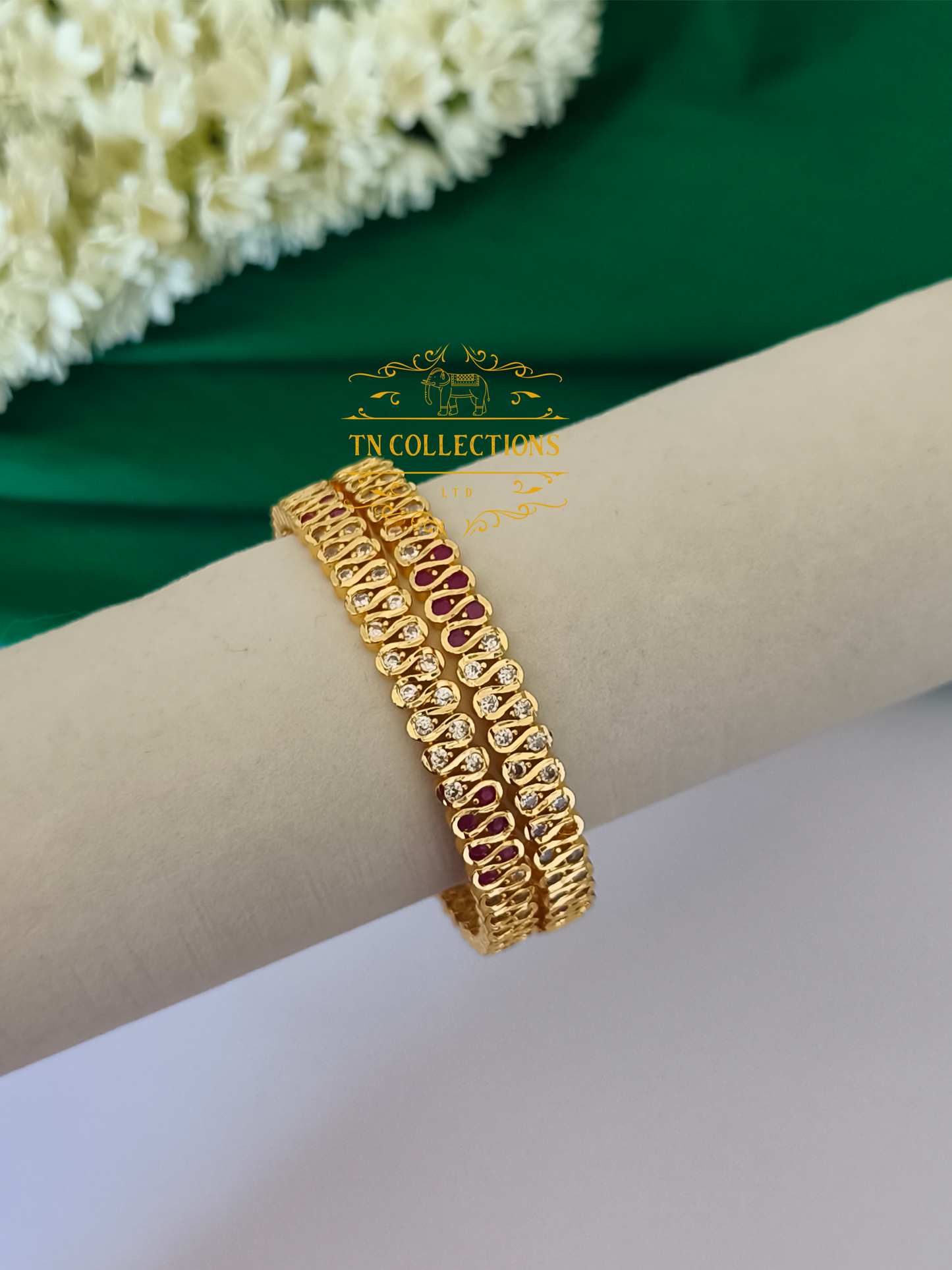 Micro Gold Finish CZ stone Bangles