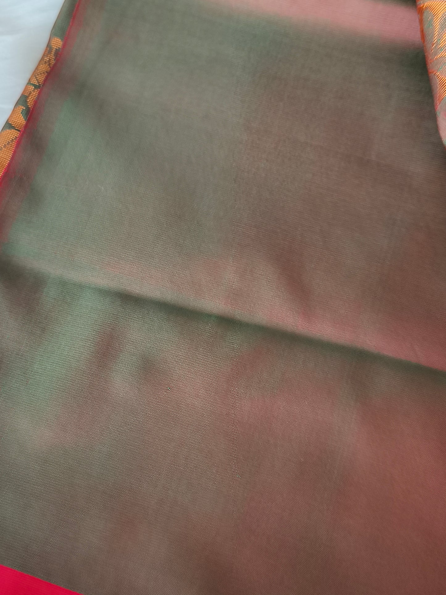 Red Kanchi Soft Silk Saree with contrast blouse