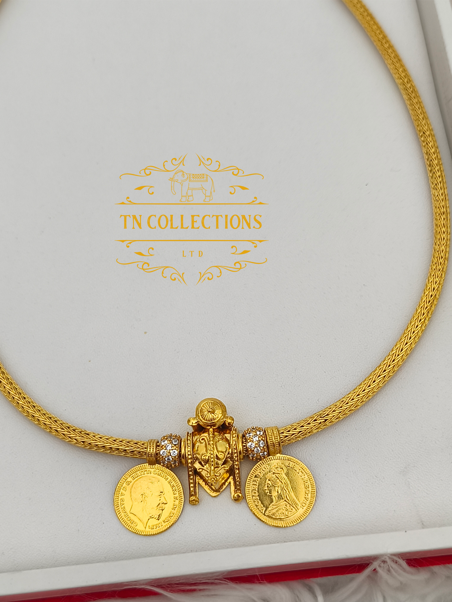 22ct Gold plated Traditional Vaira Thalikodi with kombu thali (Unscrewable Clasp)