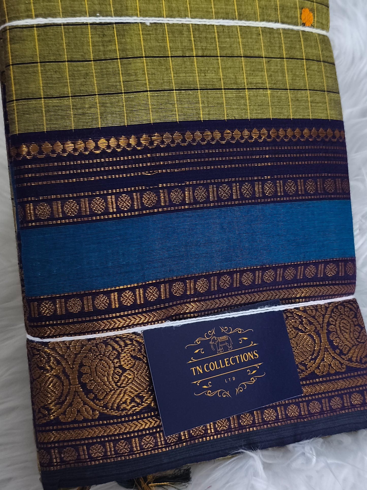 Pure handloom checked design kanchi cotton saree