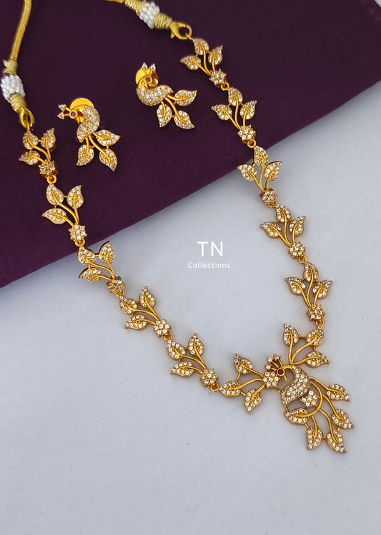 Simple Gold finish Peacock Design Necklace