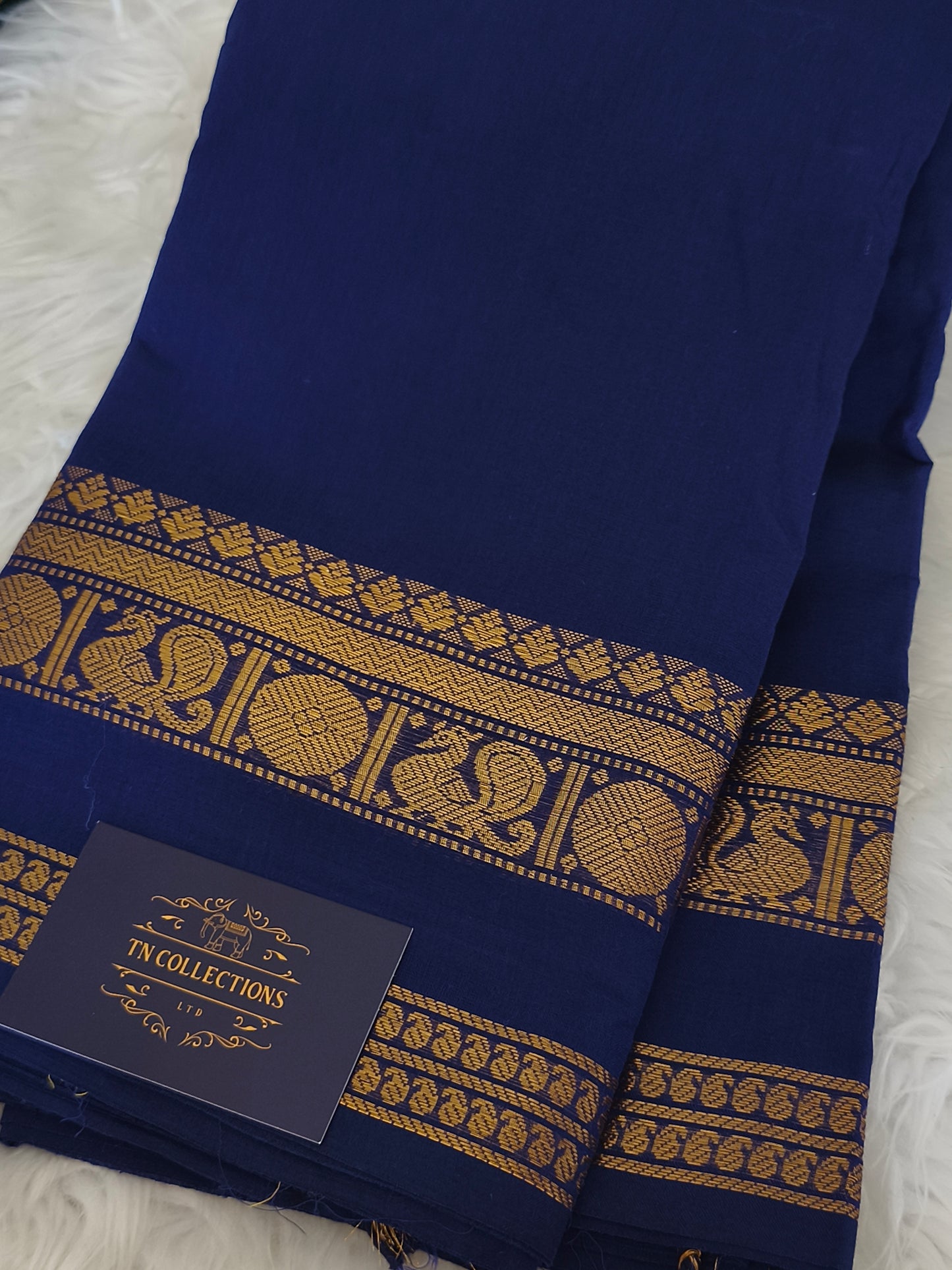 Pure handloom kanchi cotton saree (Blue)