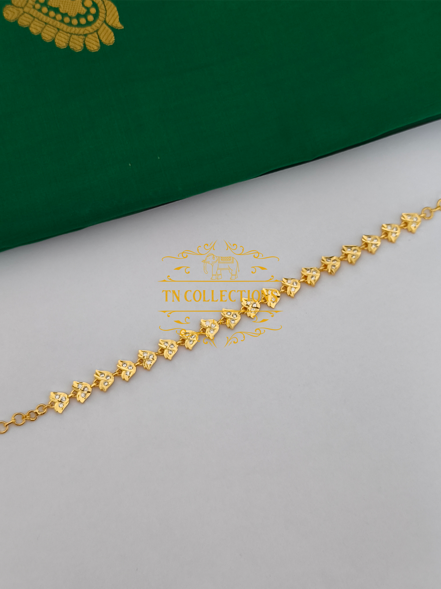 Micro Gold-Plated Impon Choker Necklace (Full white stones)
