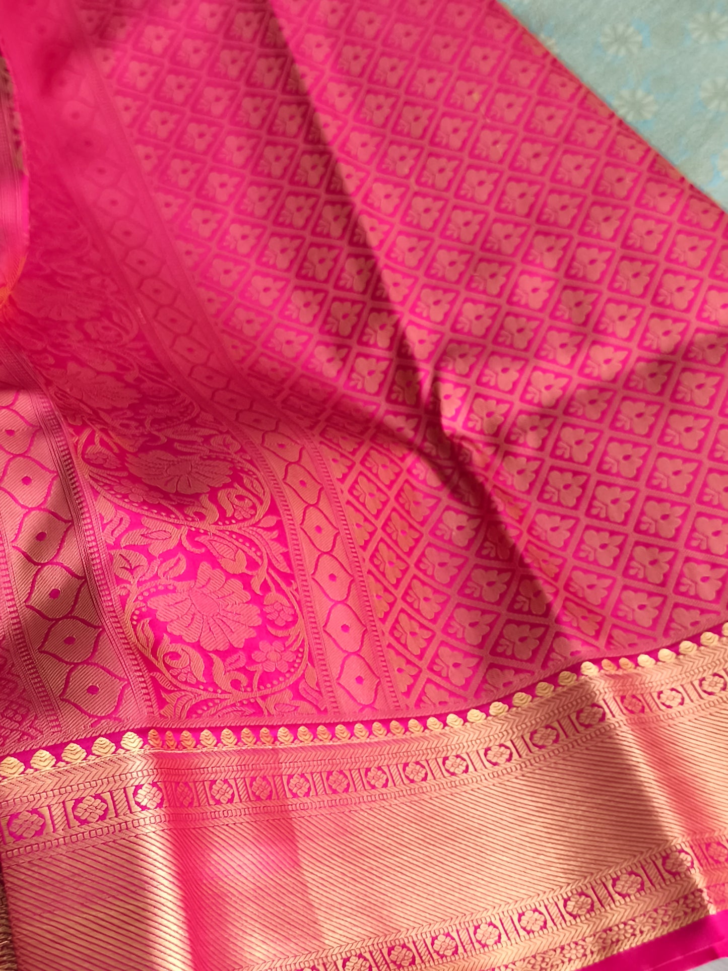 Traditional Semi Kanchipuram Silk saree with contrast blouse