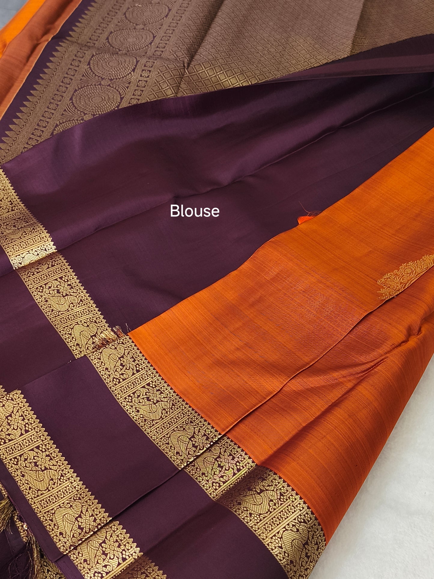Trendy Pure Kanchipuram Silk Saree (Vintage Rusty Orange)