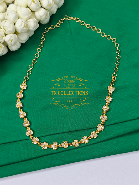Micro Gold-Plated Impon Choker Necklace (Full white stones)
