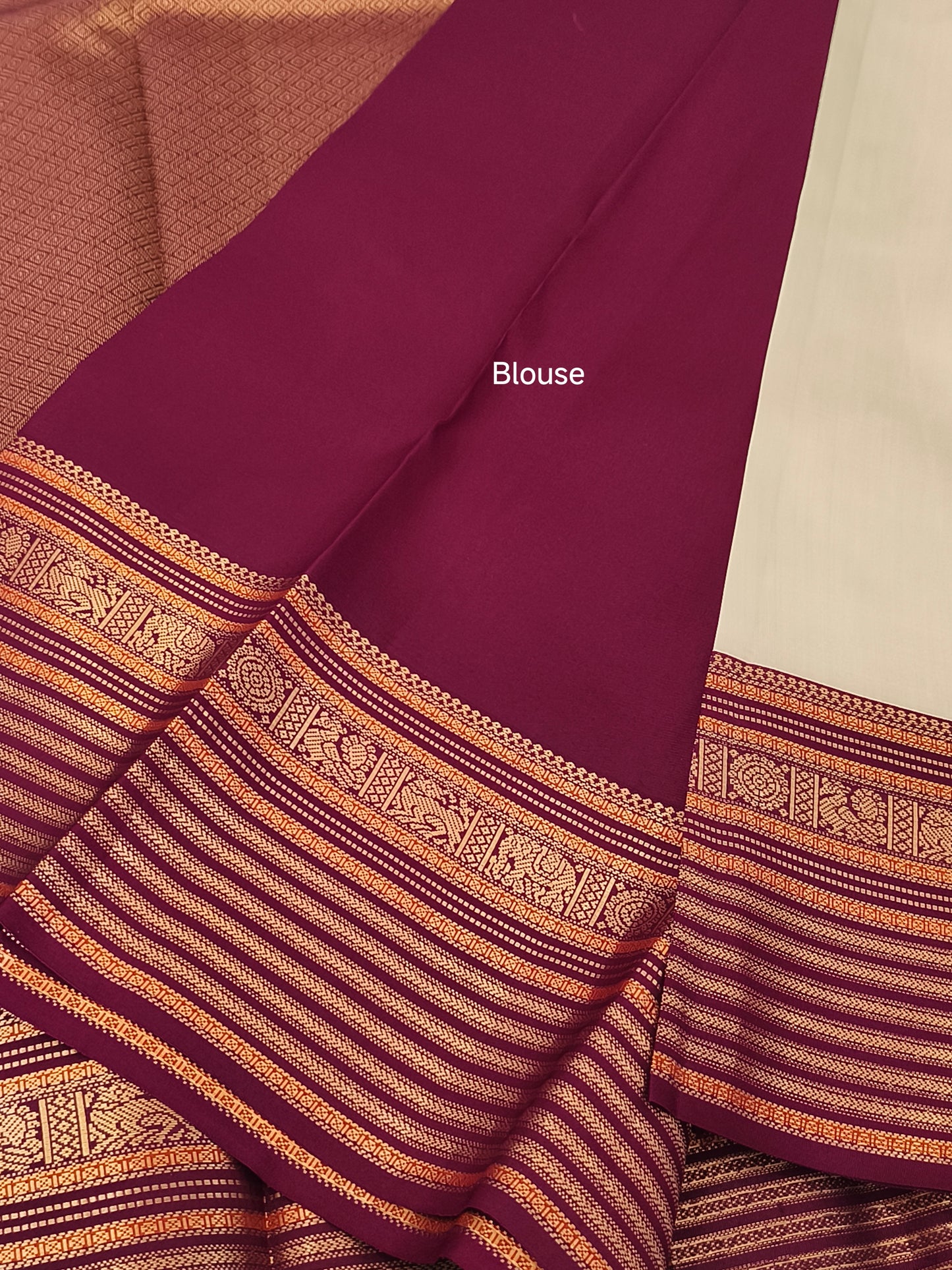Pure handloom Kanchipuram Silk Saree( Off White)