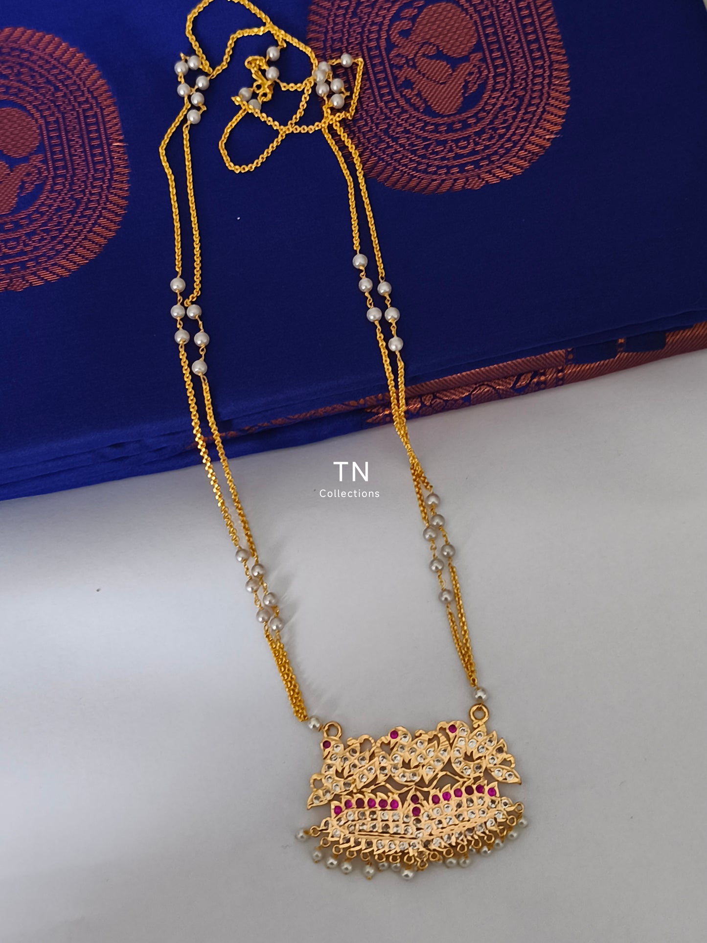 Micro gold plated Traditional Pathakkam with pearl chain