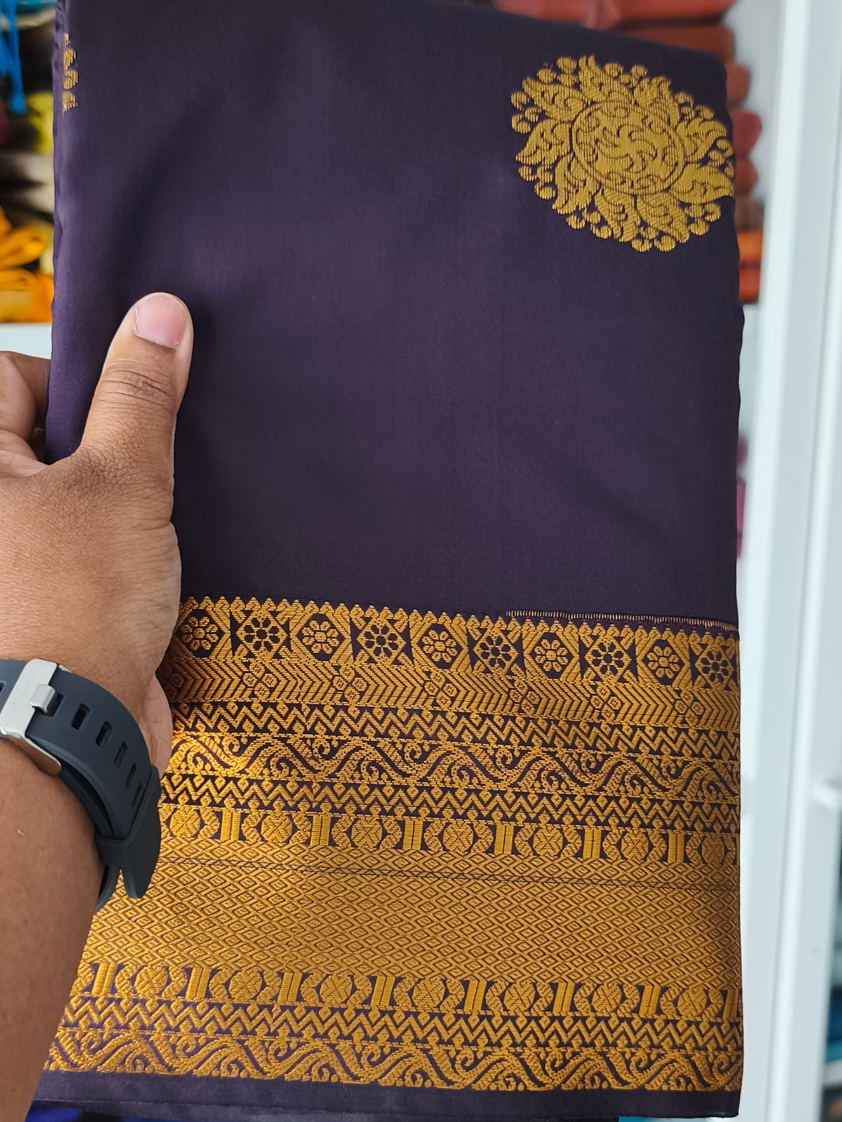 Dual shade Kanchi Soft Silk Saree( Deep Plum/Aubergine)