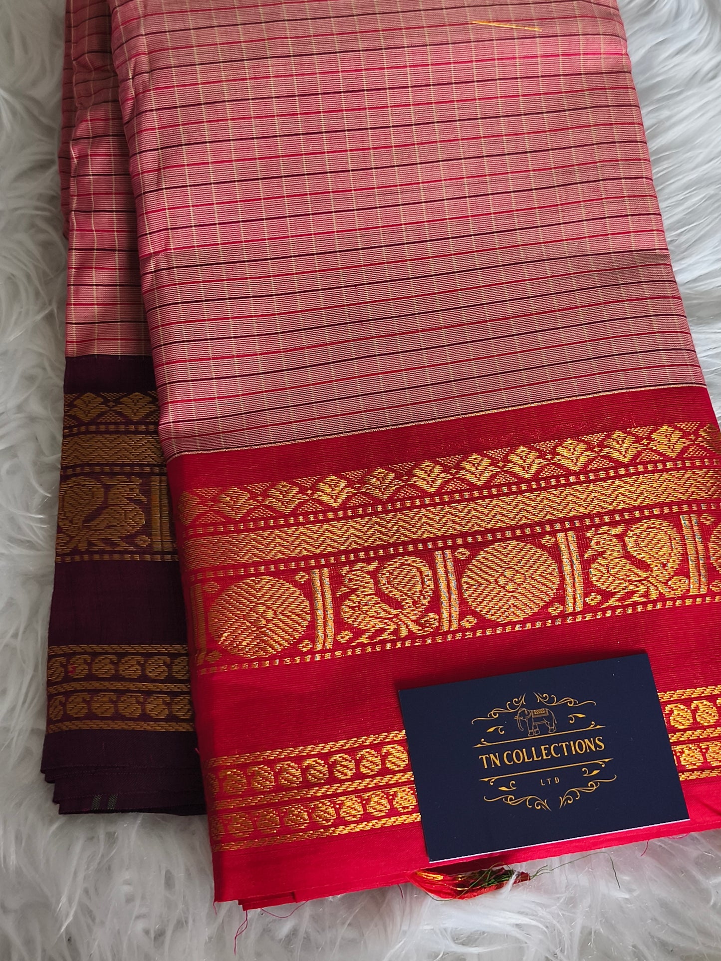 Pure Handloom kanchi cotton Kattam Saree