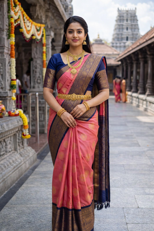 Korvai Premium soft silk saree(Dual Tone)