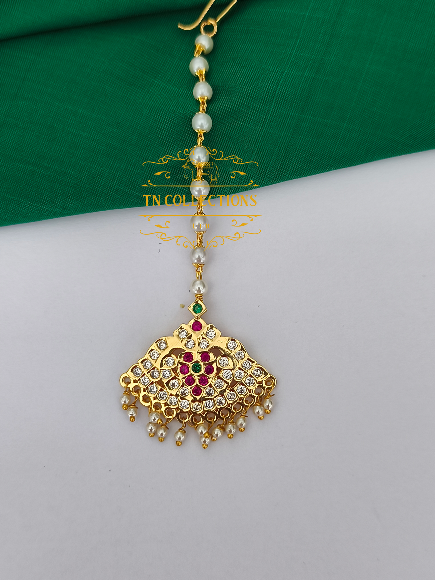 Micro Gold Finish cz Tikka (Multicoloured stones)