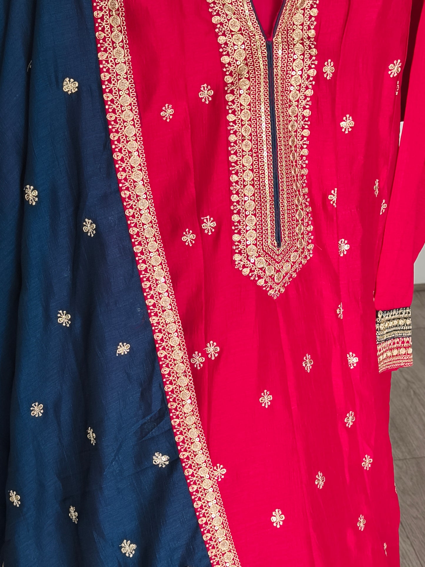 Grand 3pcs Party wear Anarkali Dress (Hot Pink)
