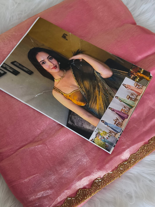 Beautiful Pink Soft Fendy Chiffon Party saree
