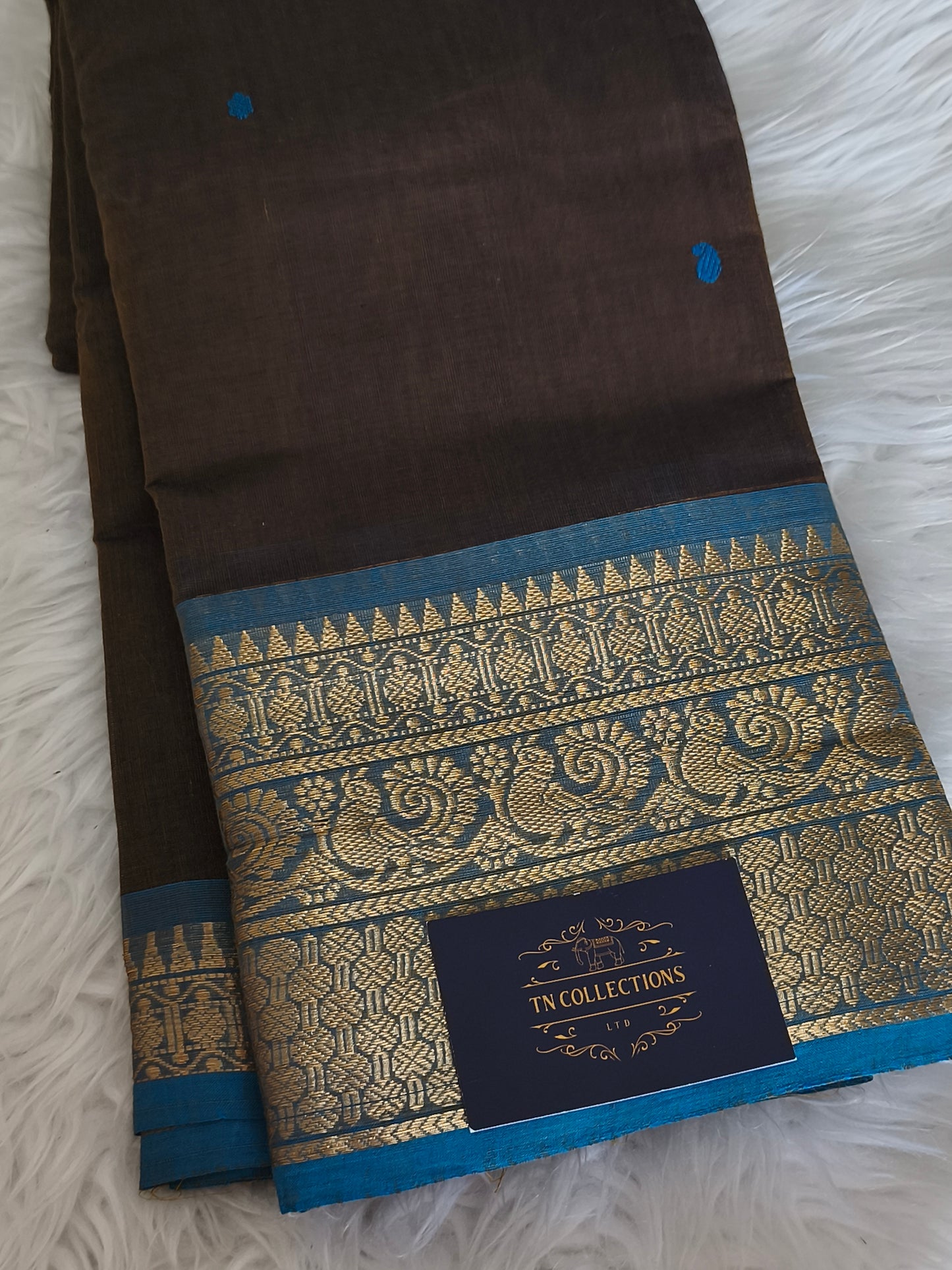 Pure kanchi Cotton Saree (Brown)