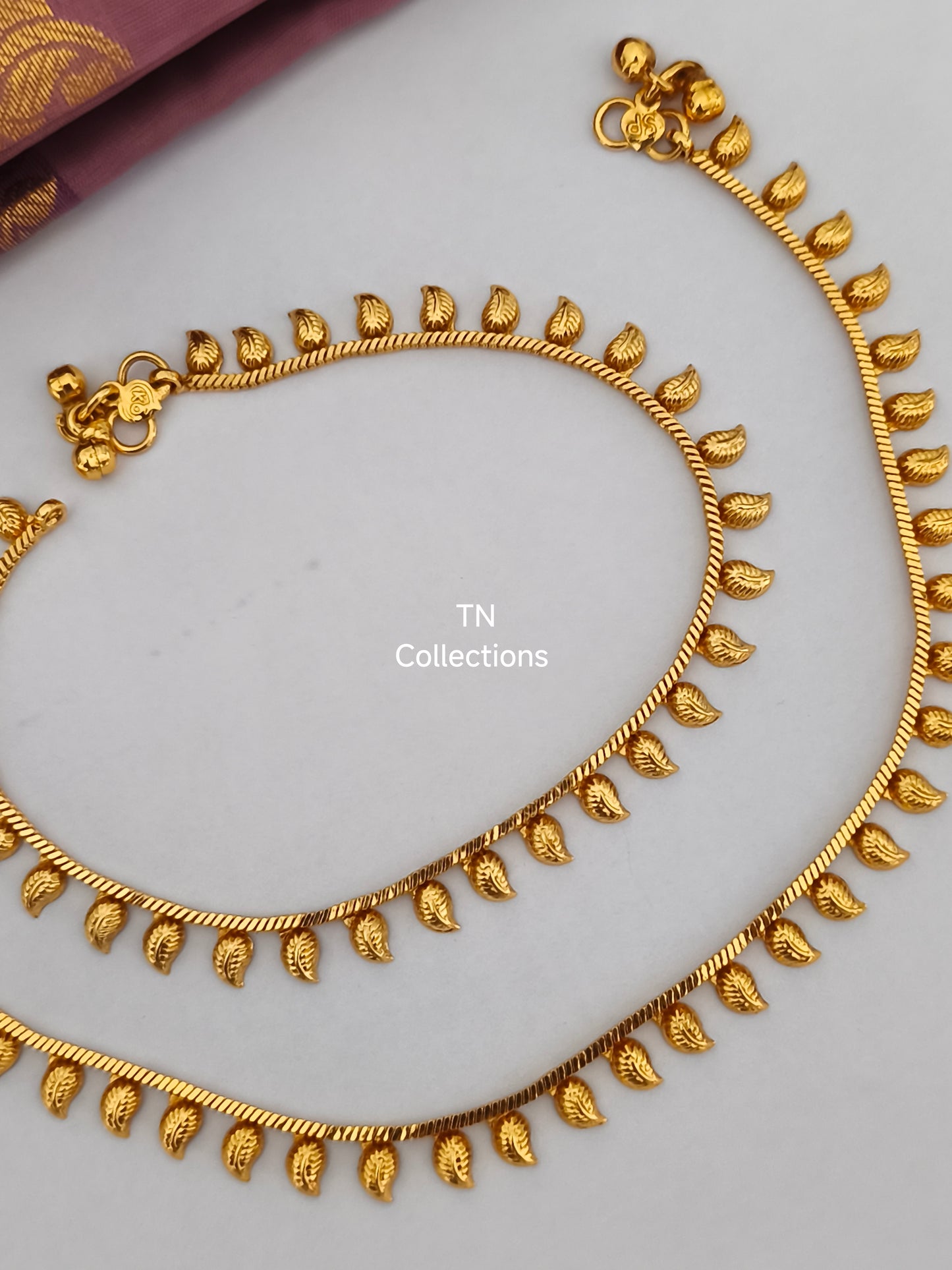 Antique Polish Mango Design Anklets (Paayal)